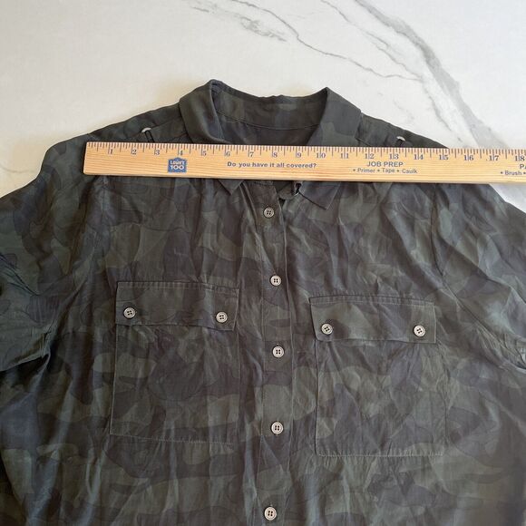 Mint Velvet Camouflage Blouse Top Green Long Sleeve Button Up Women's Size UK 14 - Picture 5 of 16
